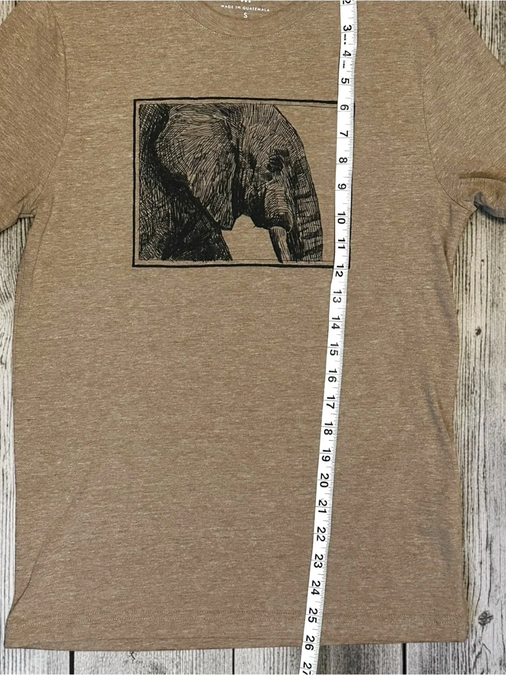 Banana Republic Elephant Graphic T Shirt Mens Small Khaki Scribble Sketch Tee